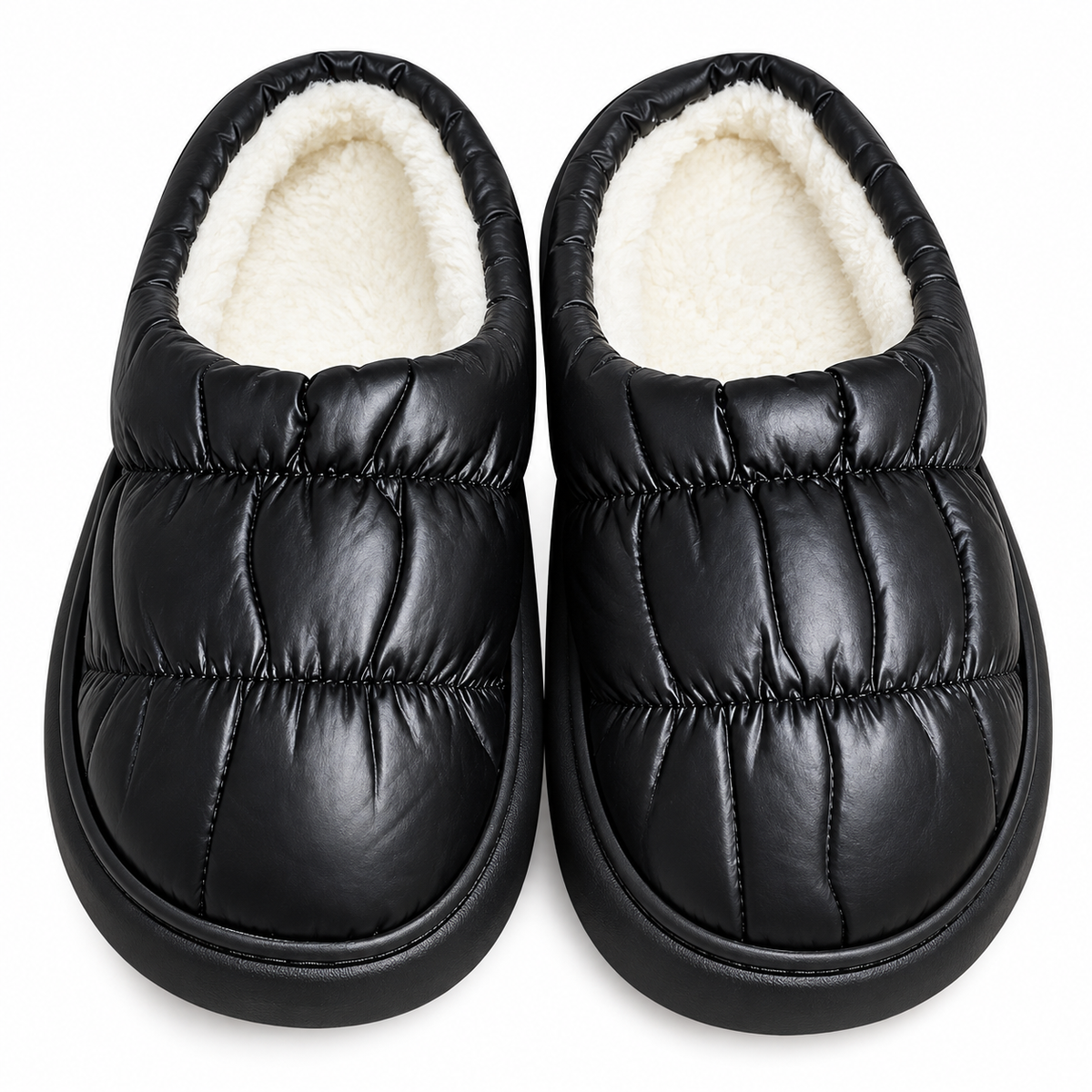 Cozy Quilted Puffer Slippers – Black