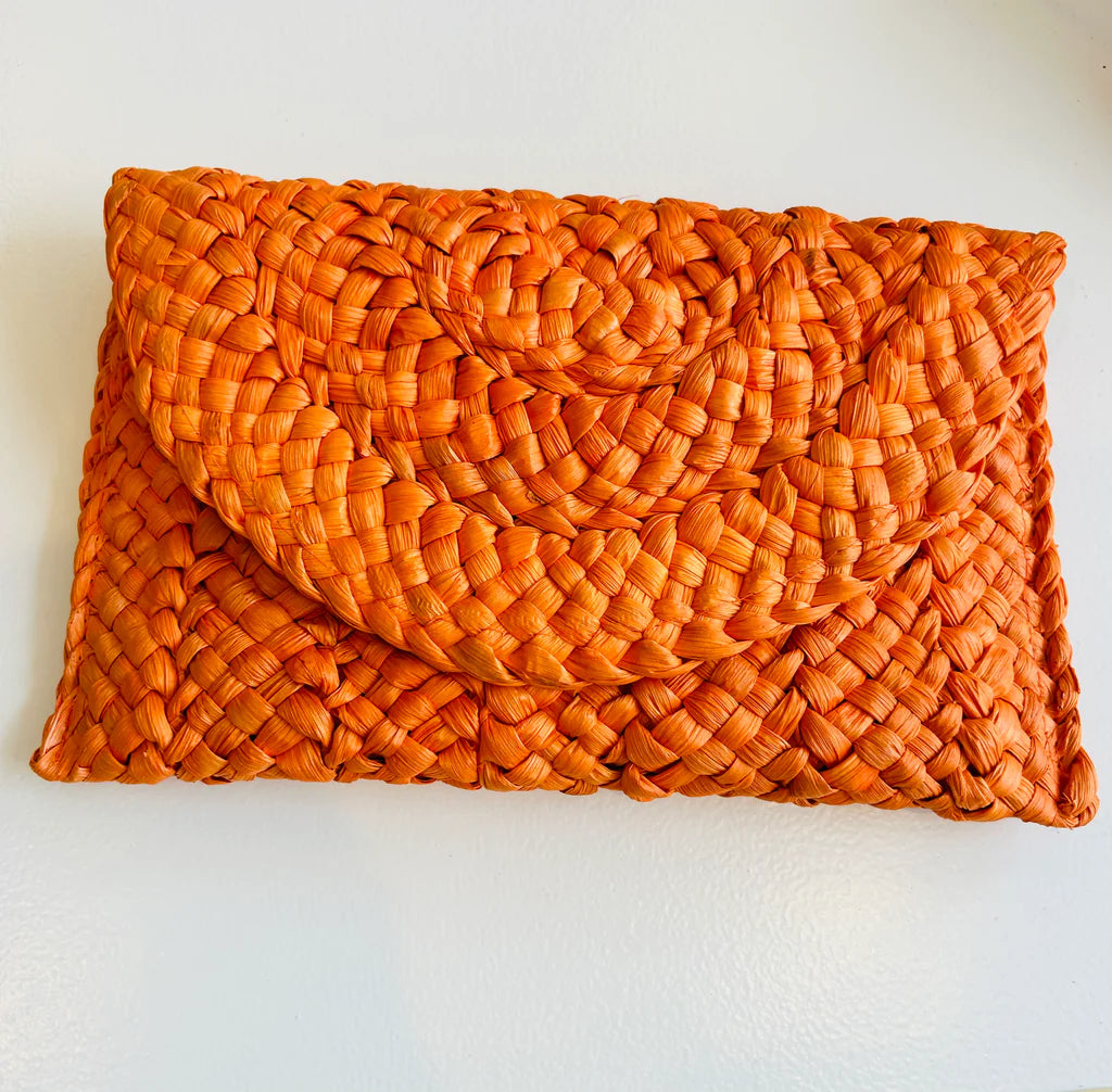 Sunset Chic Straw Clutch