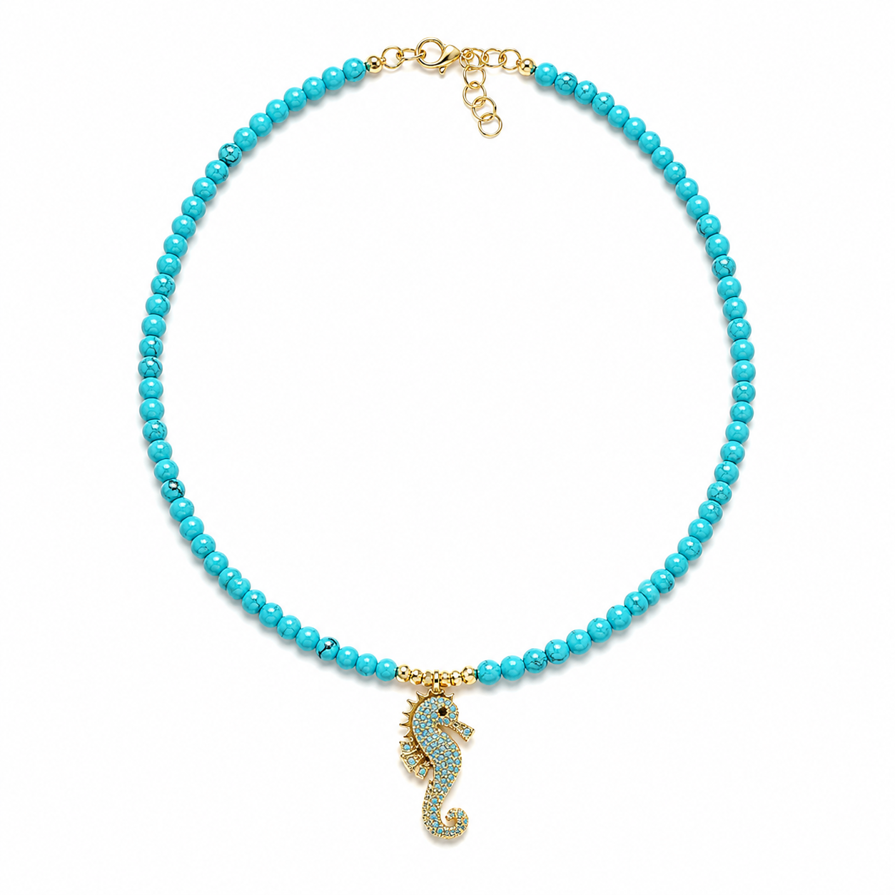 Turquoise Seahorse Beaded Necklace