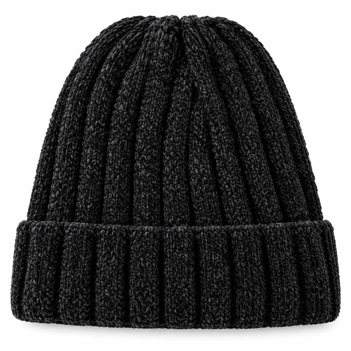 Cozy Ribbed Chenille Beanie – Black
