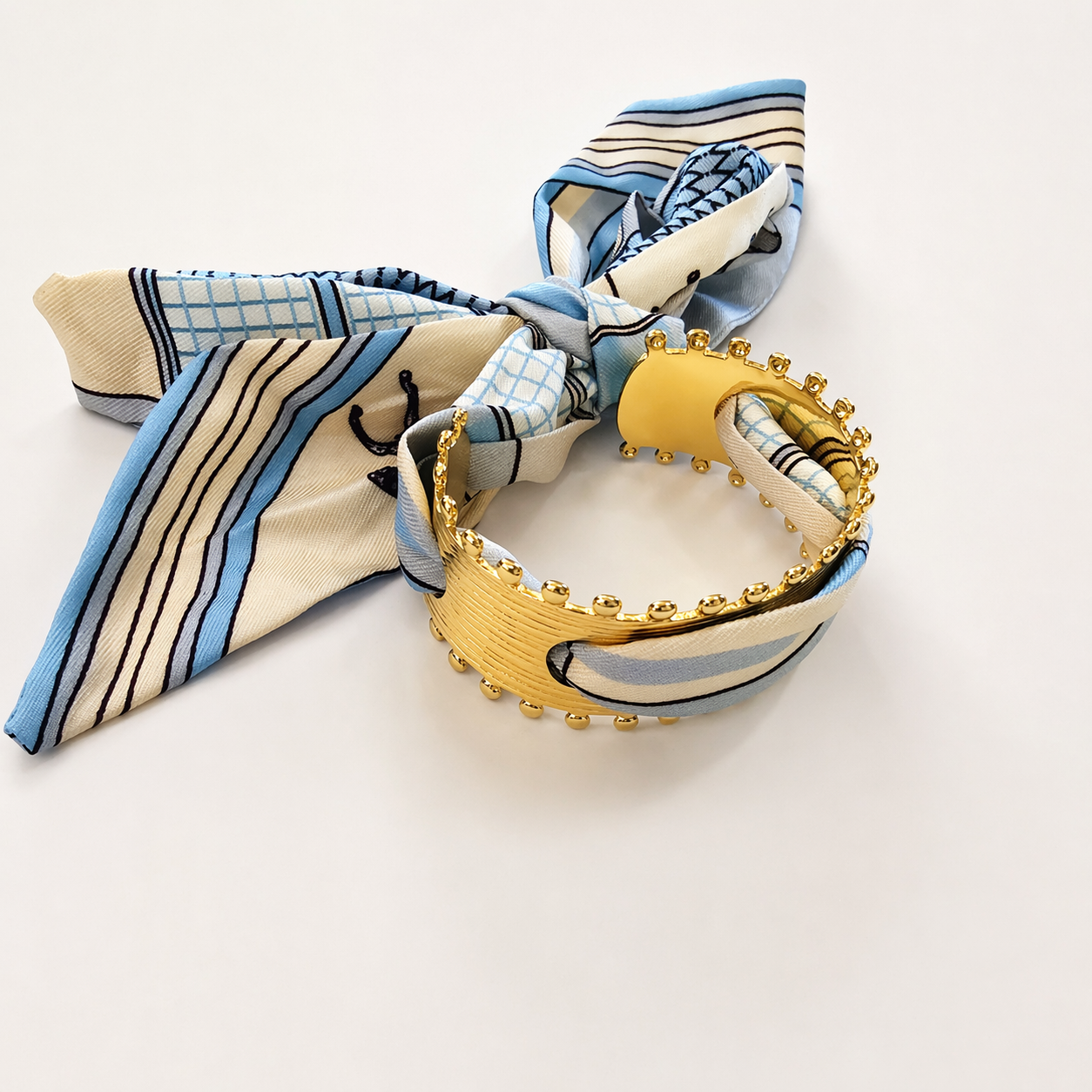 Sky Silk Bow Luxe Bangle – Blue Edition