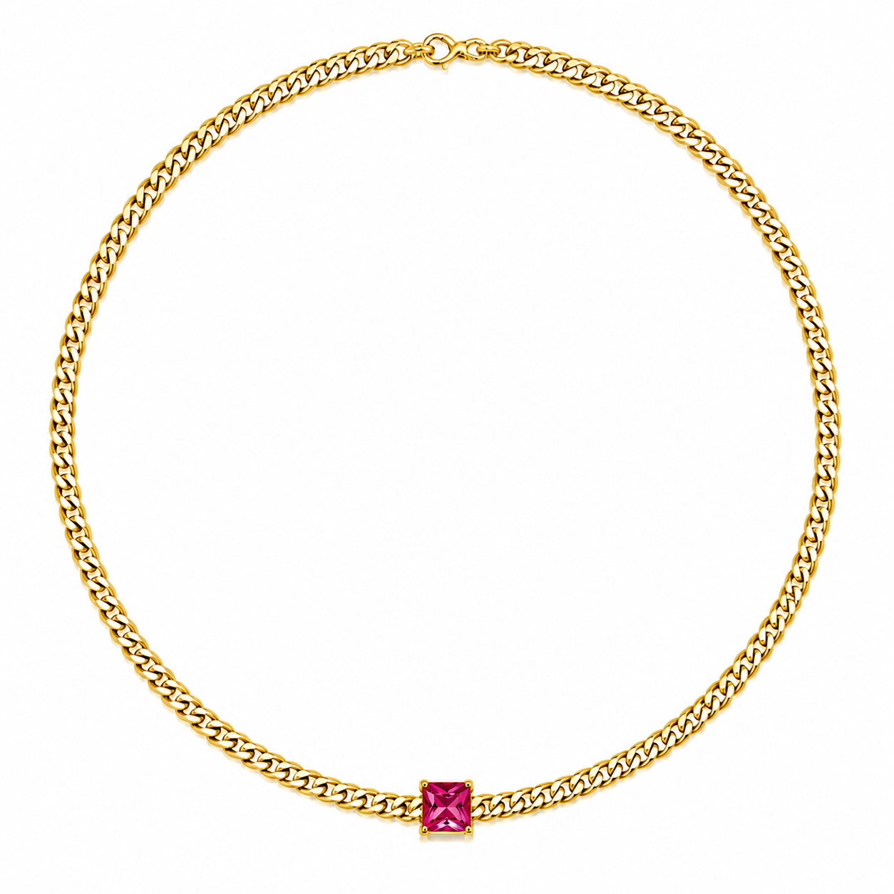 Ruby Glow Chain Necklace