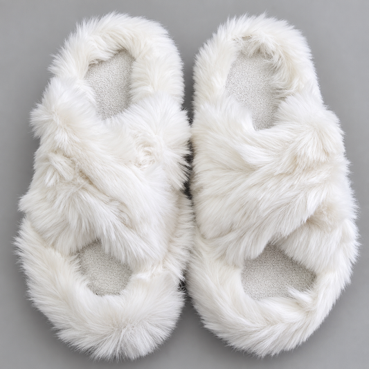 Cloud Luxe Faux Fur Slippers – White