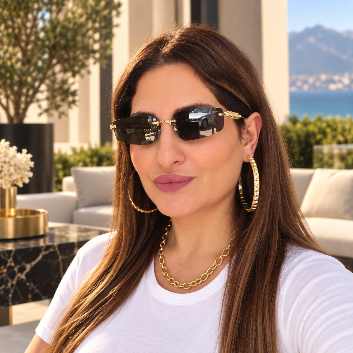 Noir Luxe Rimless Sunglasses