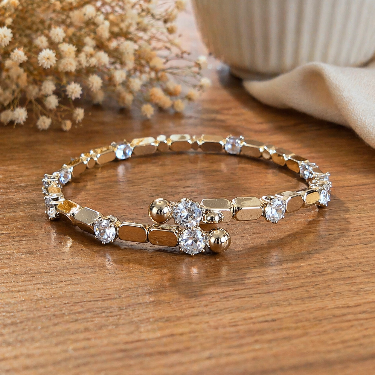 Golden Blossom Crystal Bracelet