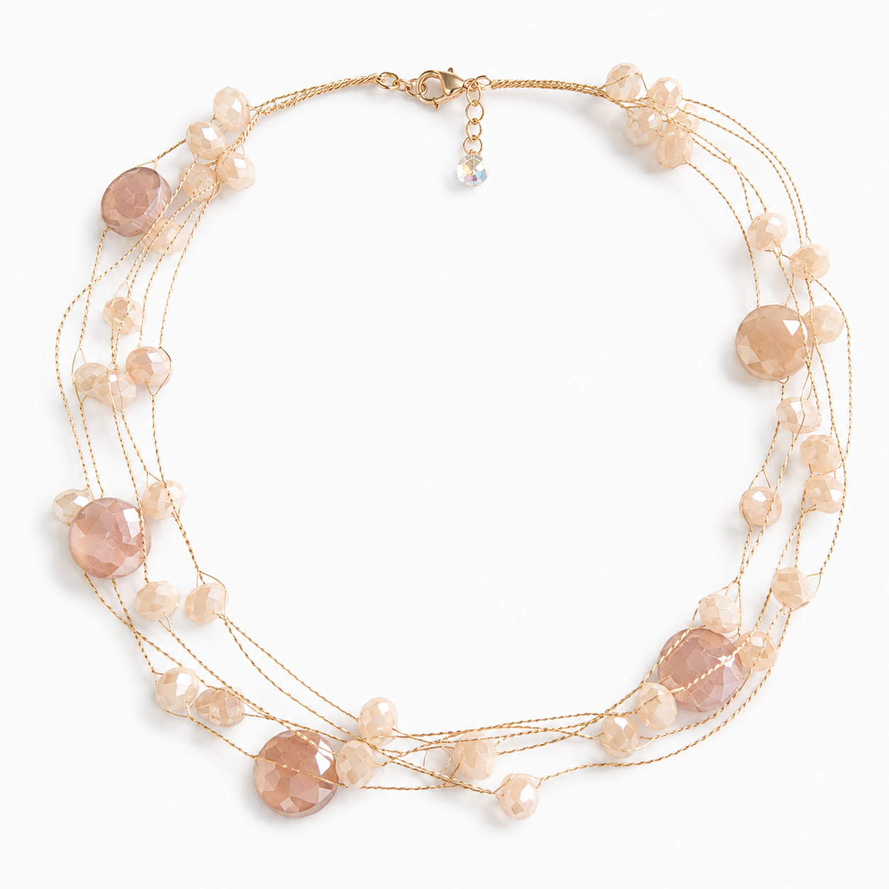 Champagne Blush Multi-Layer Crystal Necklace