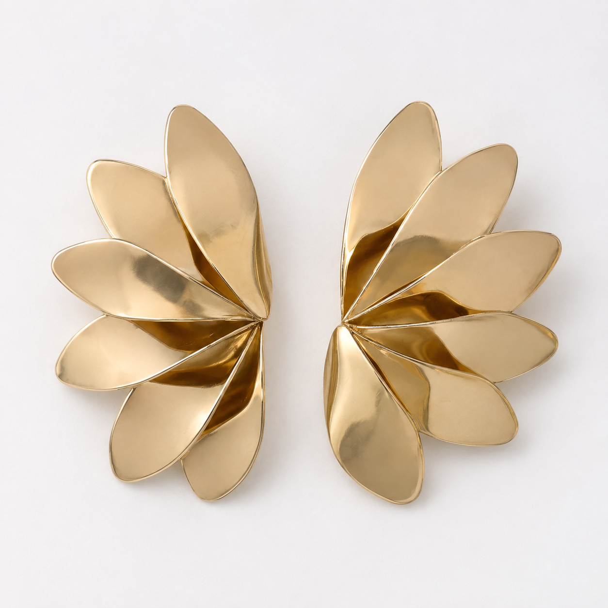 Golden Fan Statement Earrings