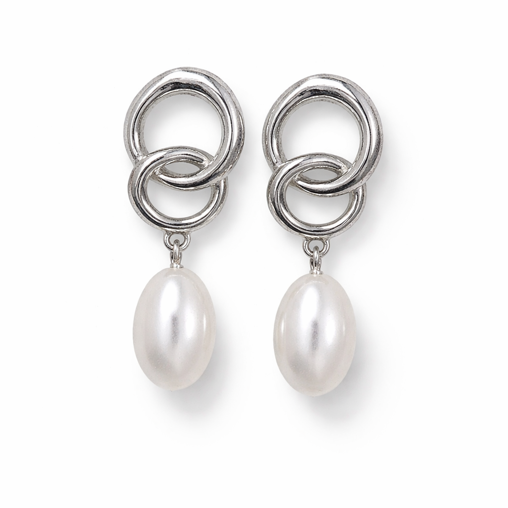 Linked Pearl Drop Earrings