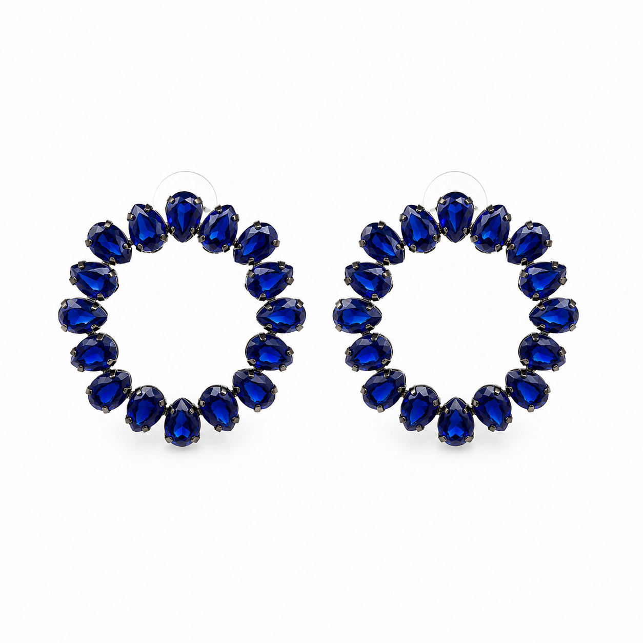 Royal Blue Halo Statement Earrings
