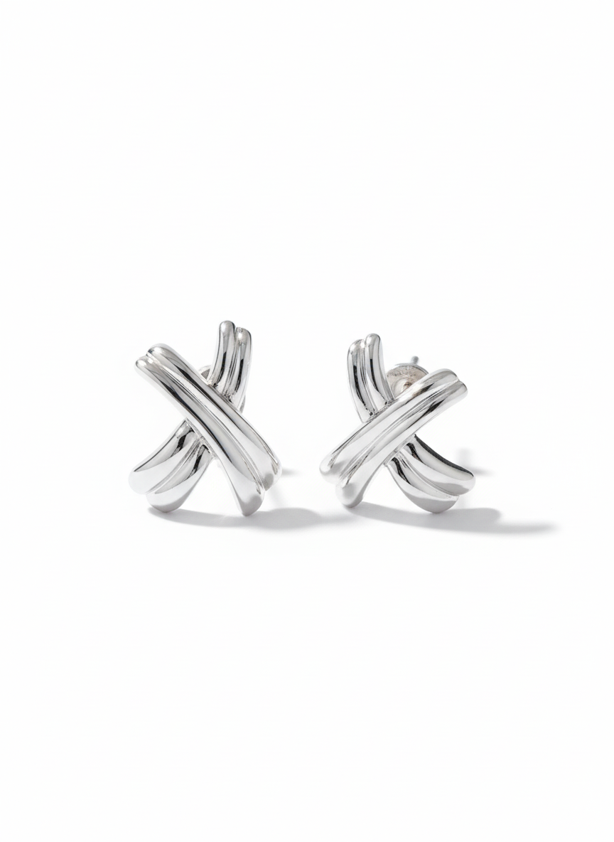 Modern Geometric Cross ("X") Stud Earrings