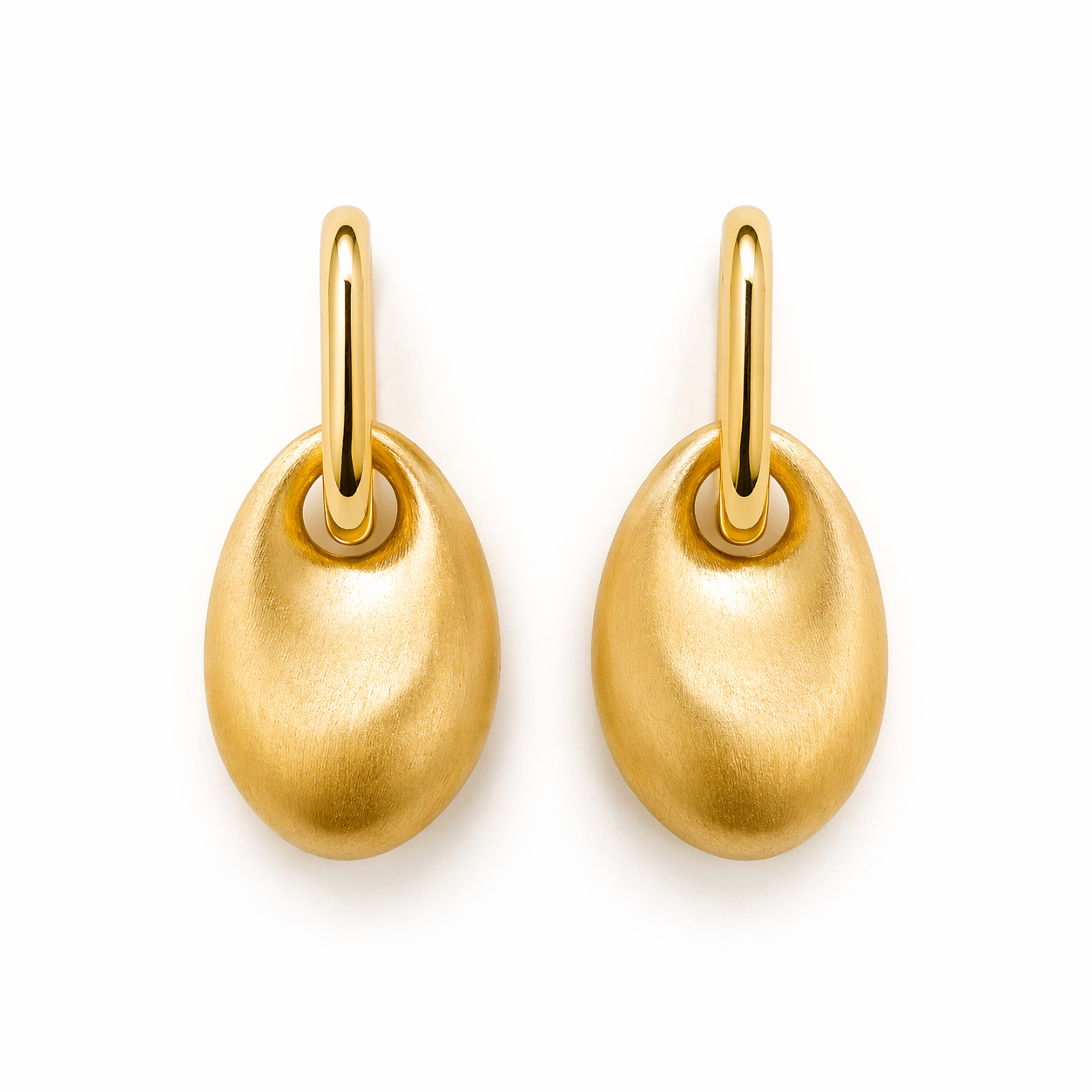 Golden Pebble Drop Earrings – Sculpted Matte Luxe