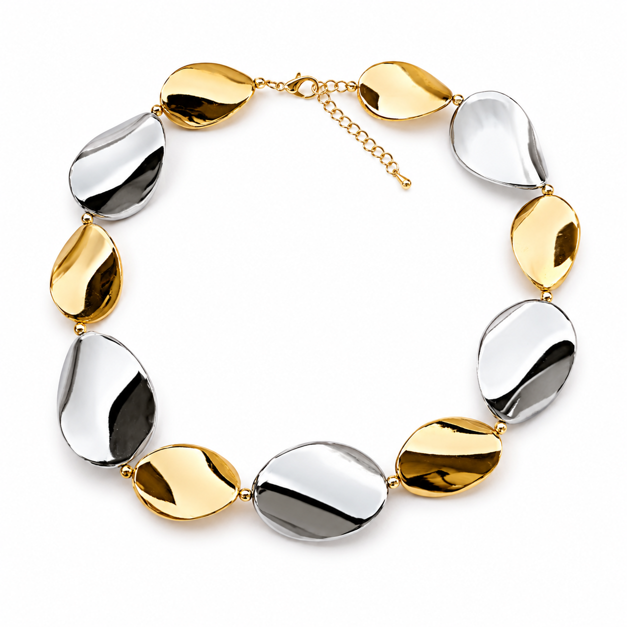 Gold & Silver Pebble Necklace