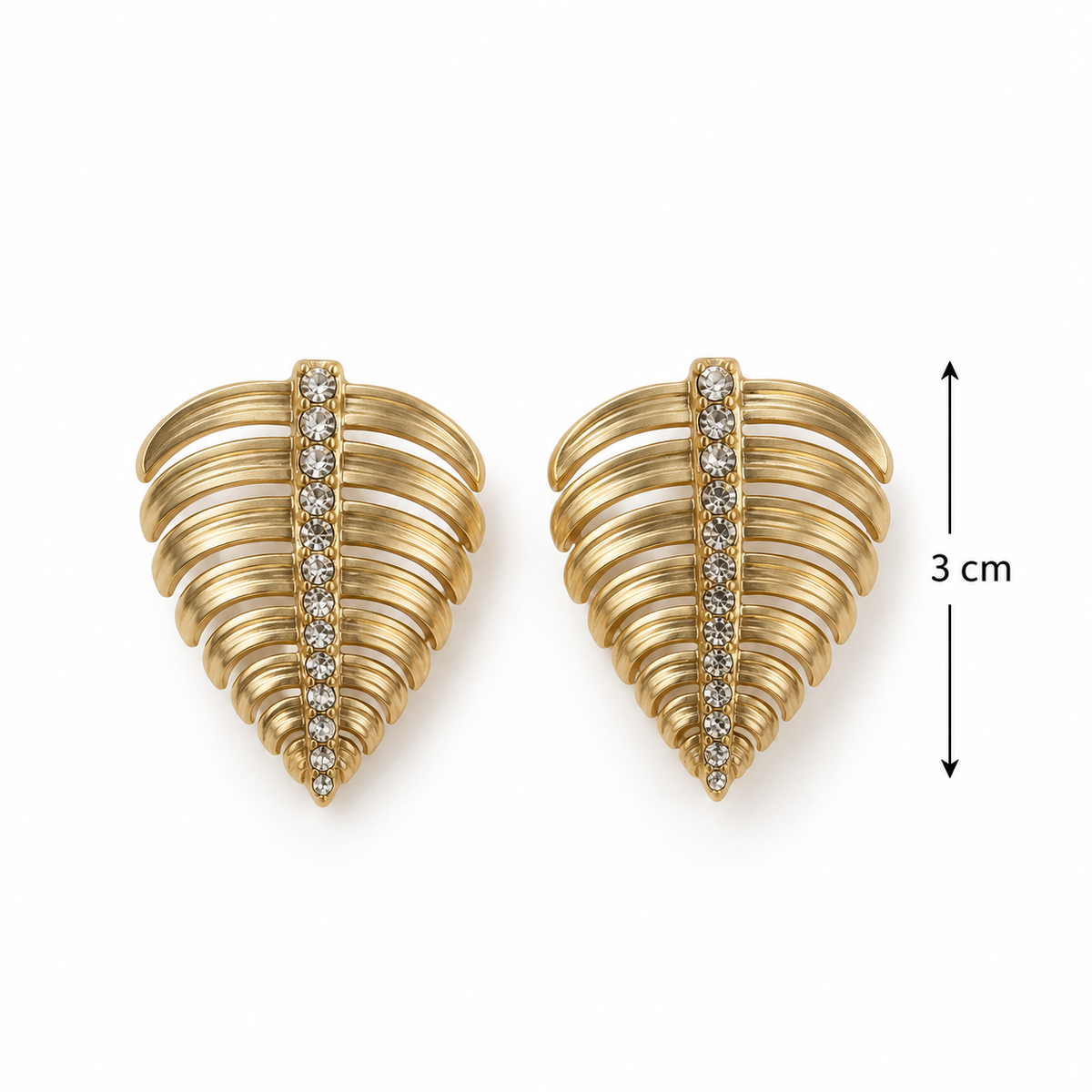 Golden Leaf Crystal Statement Earrings – 3 cm
