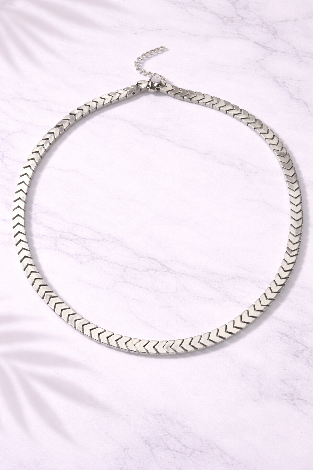 Silver Chevron Statement Necklace