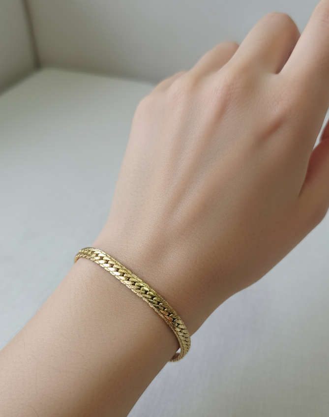 Double-Row Flat Curb Chain Bracelet