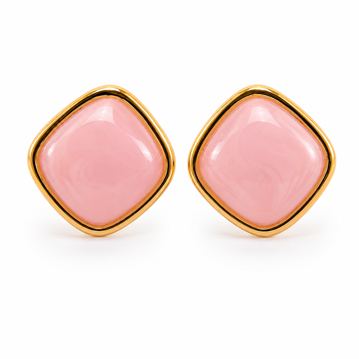 Blush Glow Square Stud Earrings