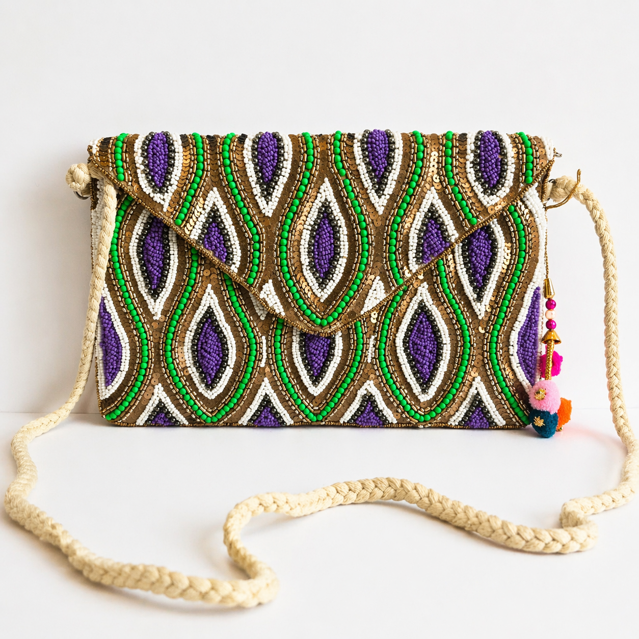 Beaded Boho Luxe Clutch & Crossbody