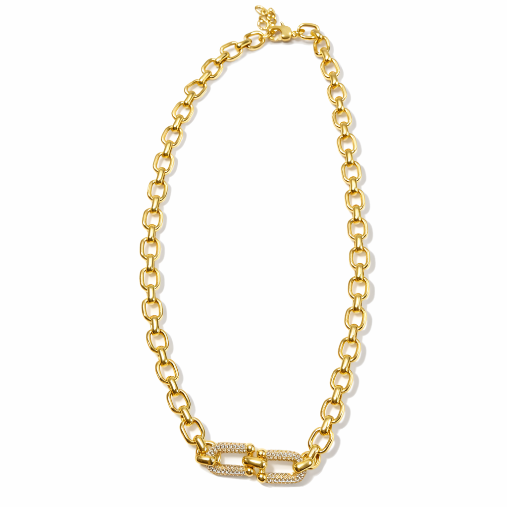 Luxe Lock Chain Necklace – Gold Statement Edition