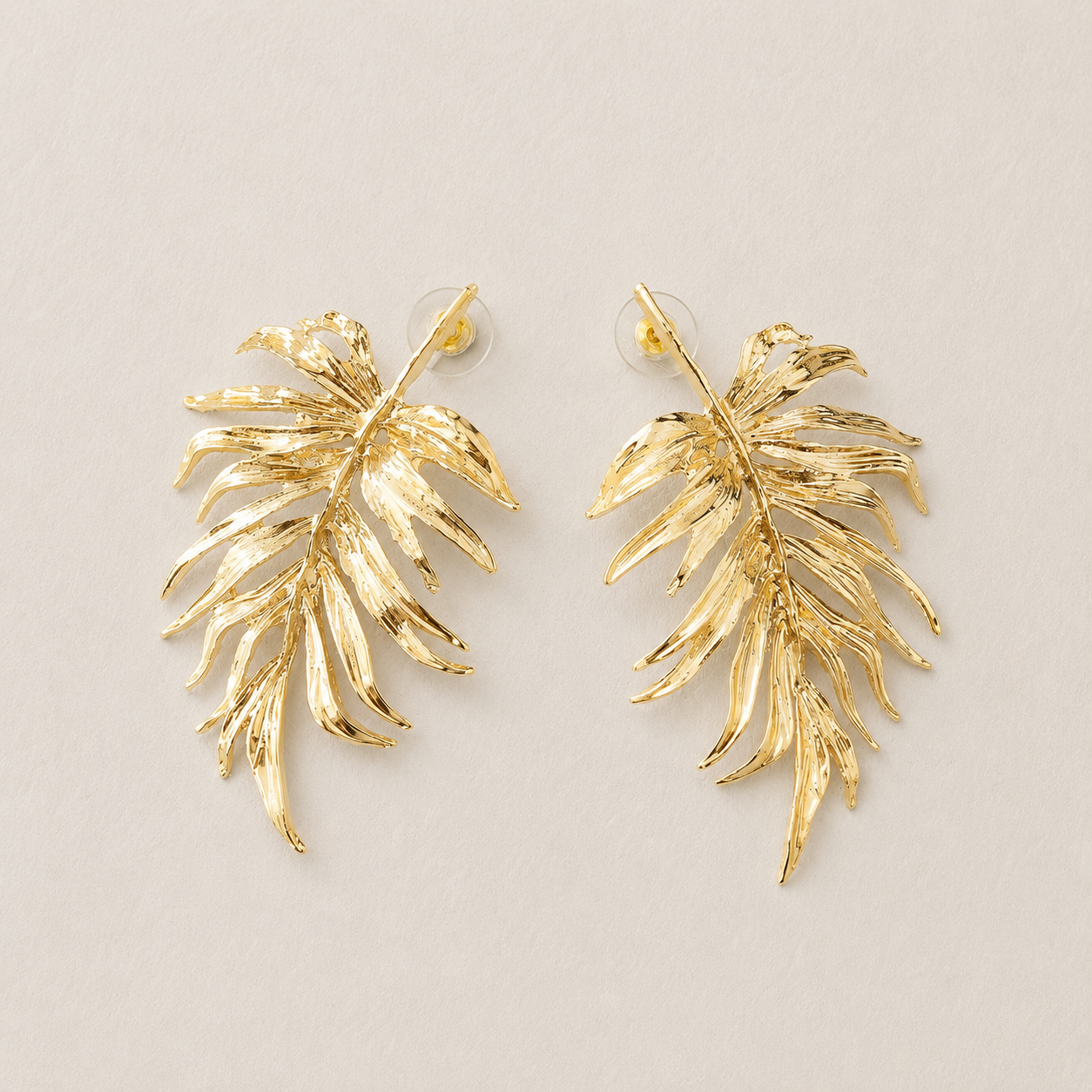 Golden Palm Leaf Earrings