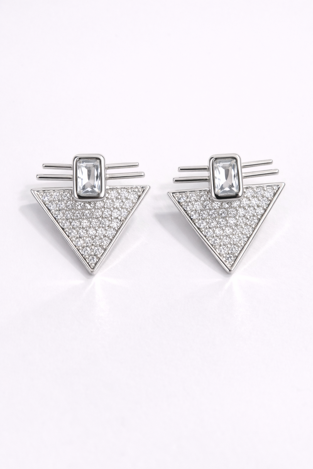 Crystal Edge Triangle Stud Earrings