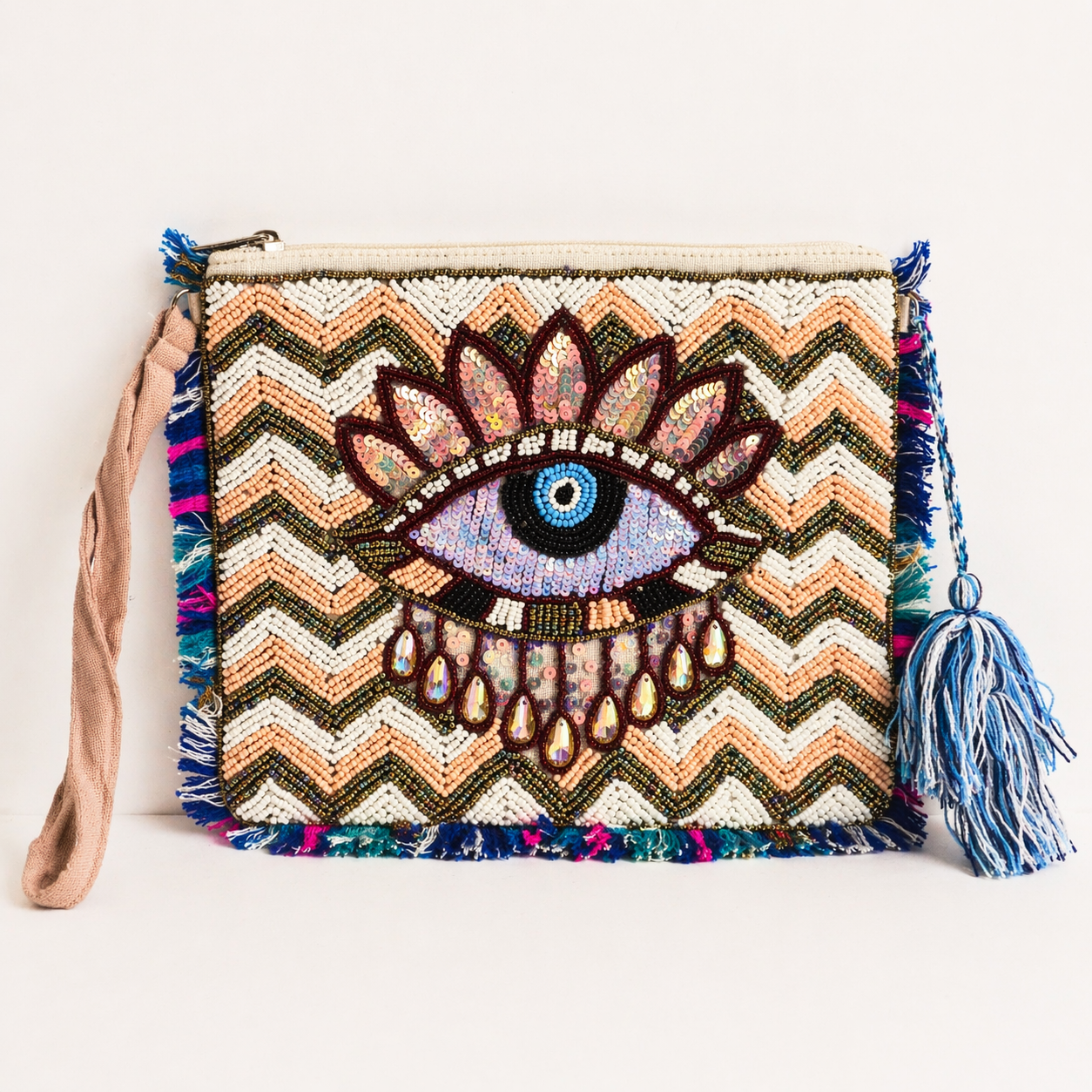 Evil Eye Beaded Luxe Clutch