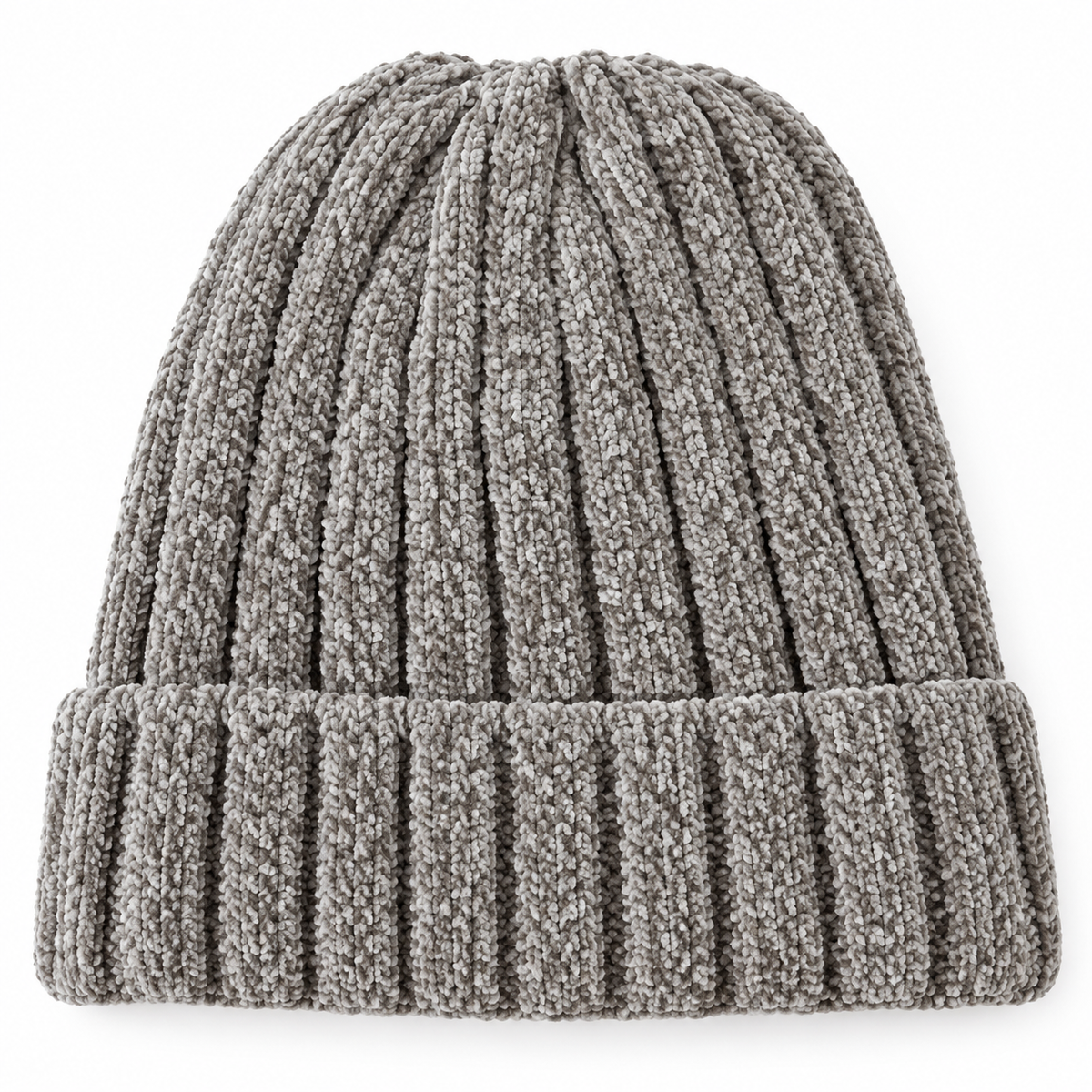 Cozy Ribbed Chenille Beanie – Stone Grey