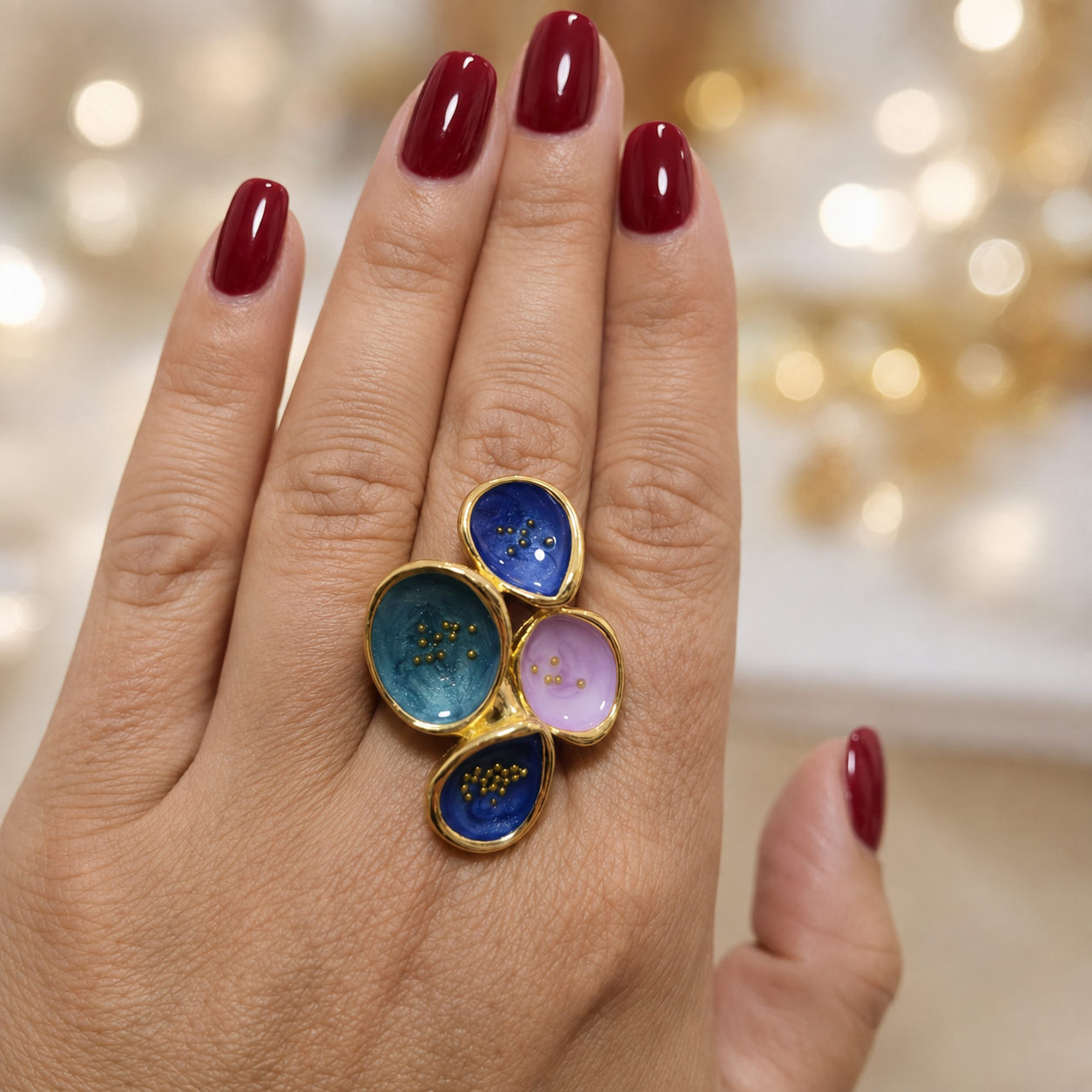 Multicolor Petal Statement Ring