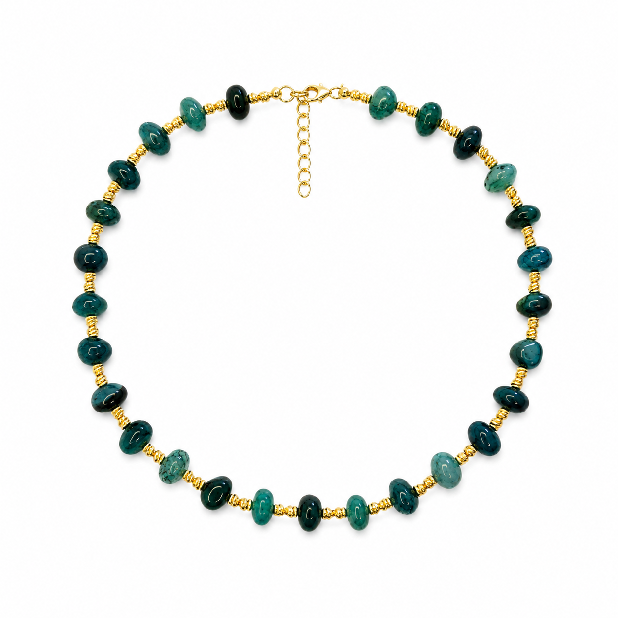Emerald Pebble Beaded Necklace