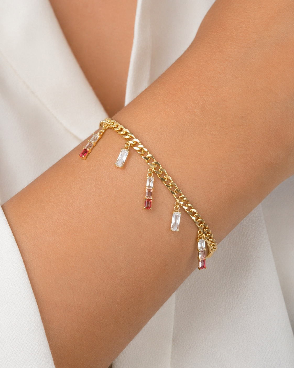Radiant Drop Charm Gold Bracelet