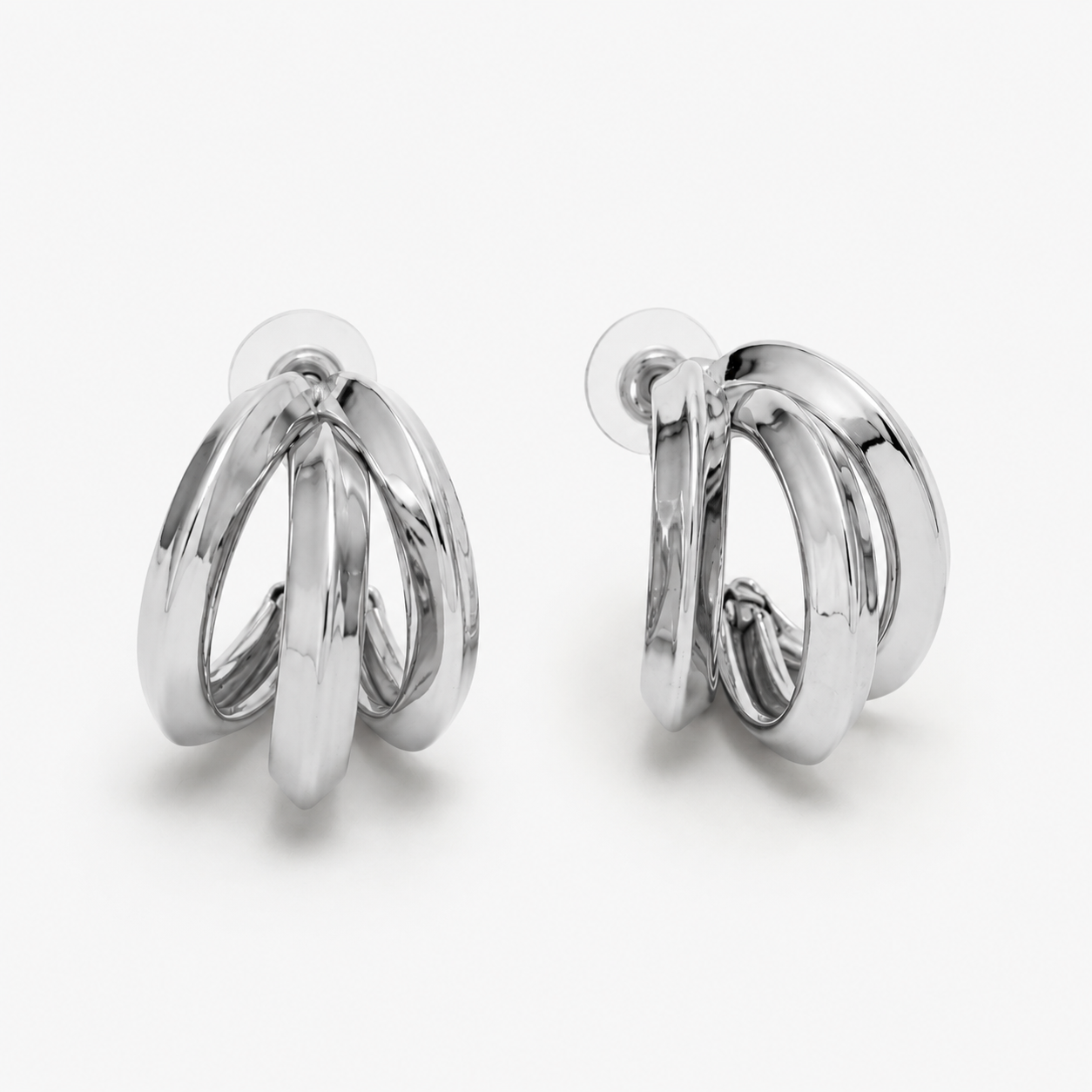 Luna Triple Hoop Earrings – Silver