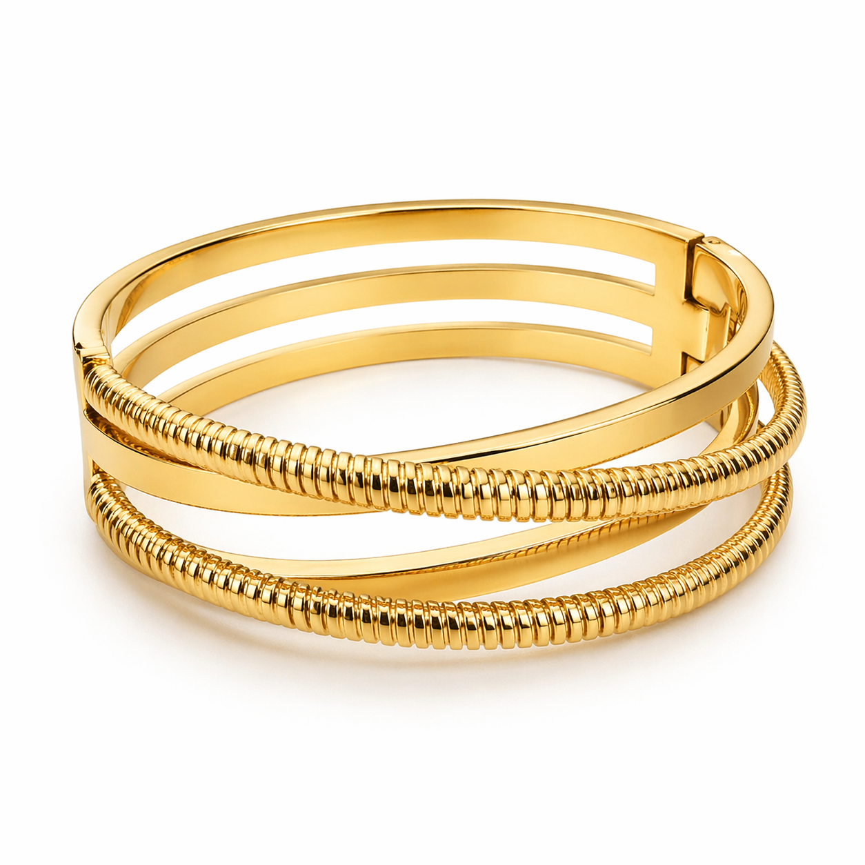 Golden Spiral Luxe Bangle (Multi-Layer Statement)