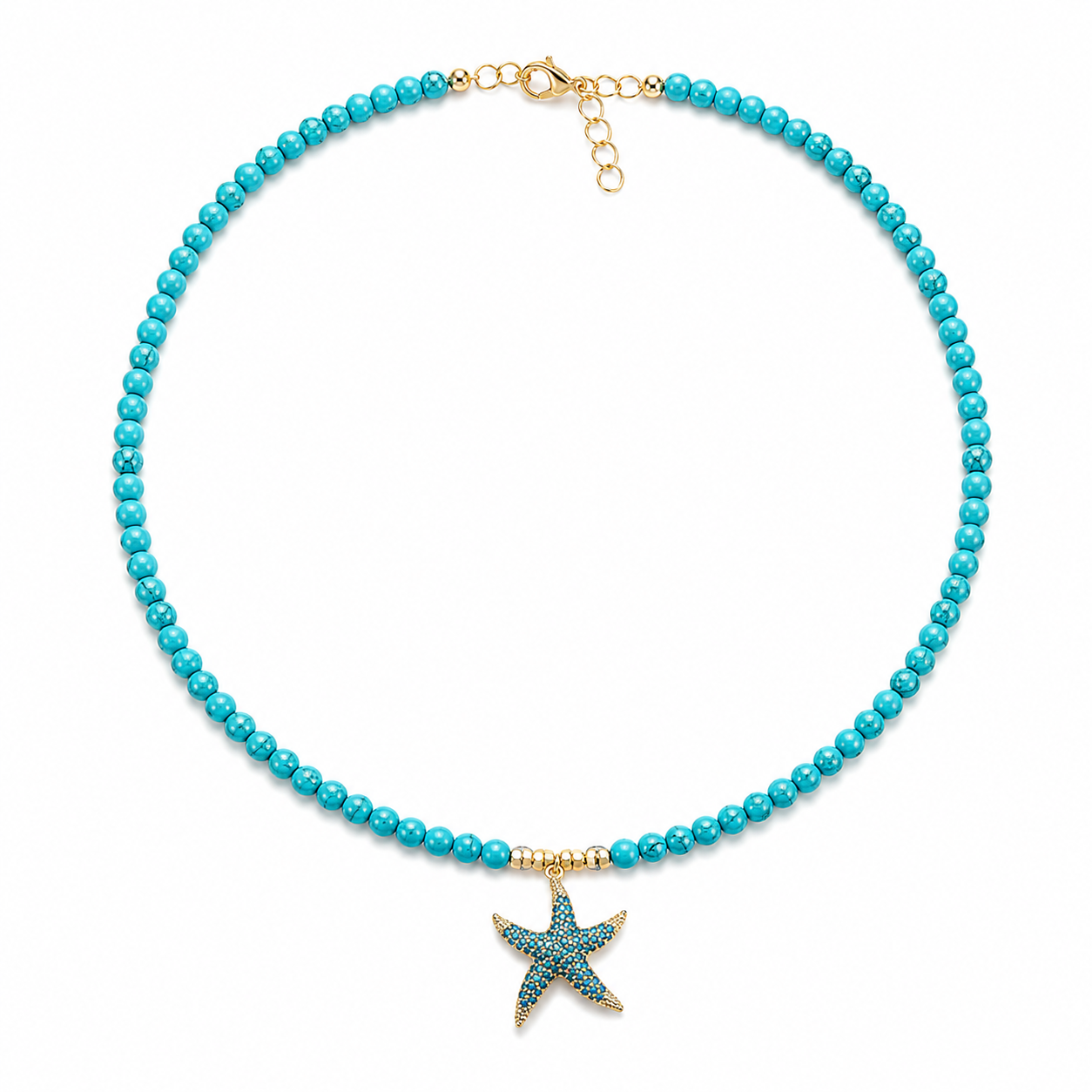 Turquoise Starfish Beaded Necklace