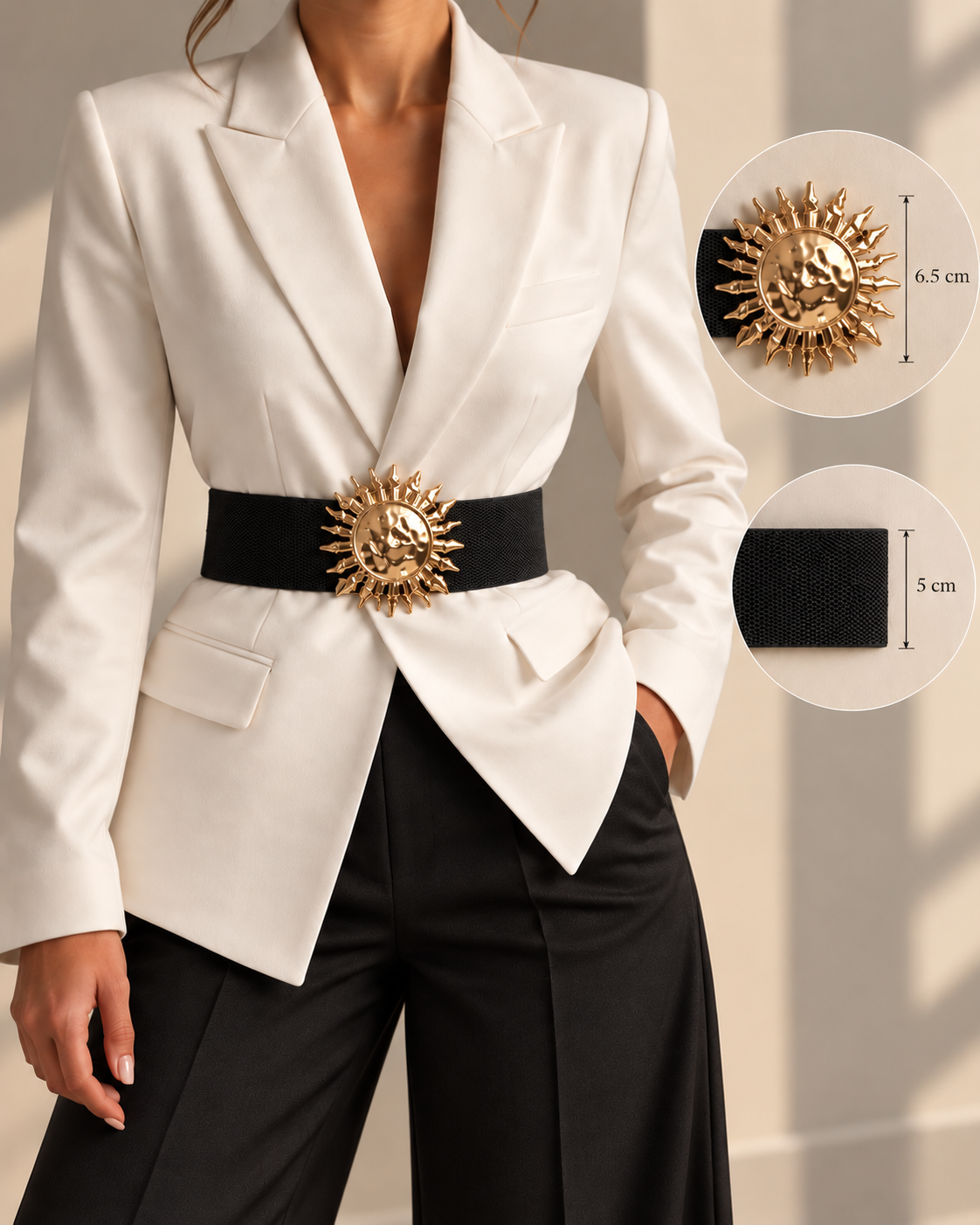 Solara Black Gold Sun Elastic Belt
