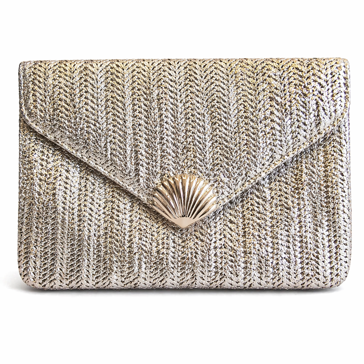 Metallic Shell Luxe Clutch & Crossbody