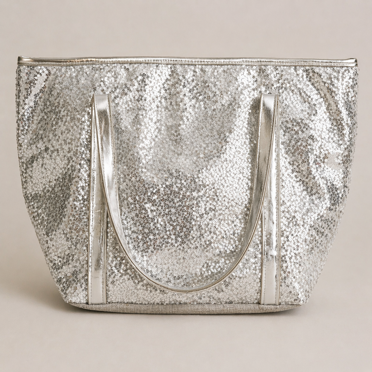 Silver Sequin Luxe Tote Bag (52 x 34 cm)