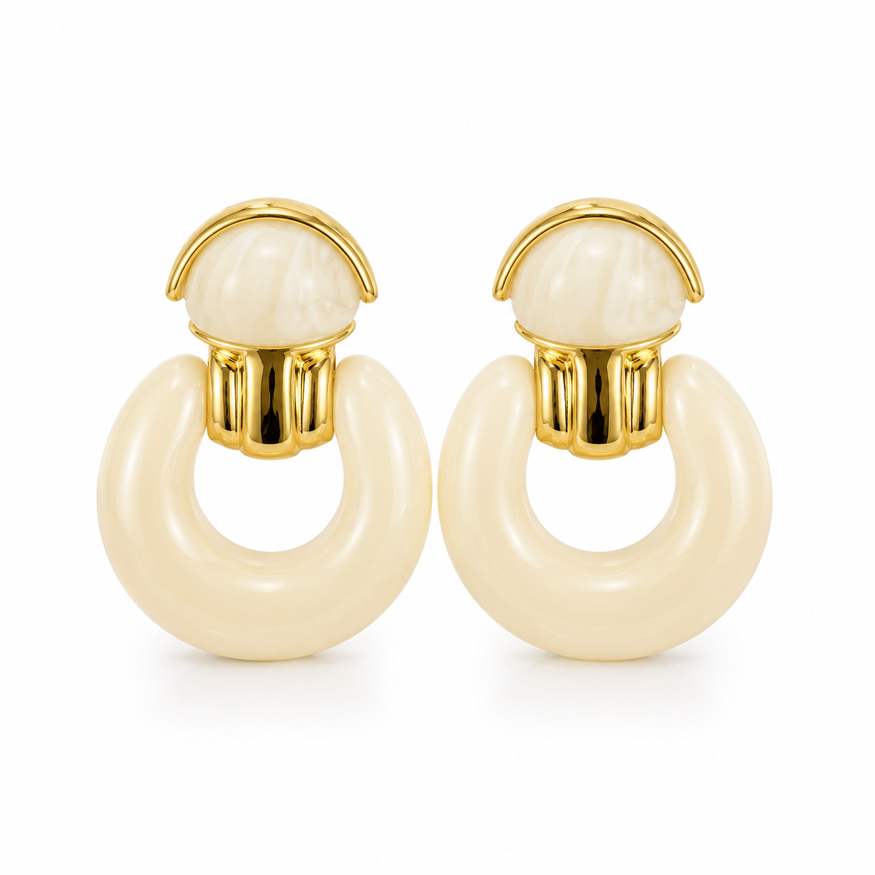 Ivory Hoop Statement Earrings