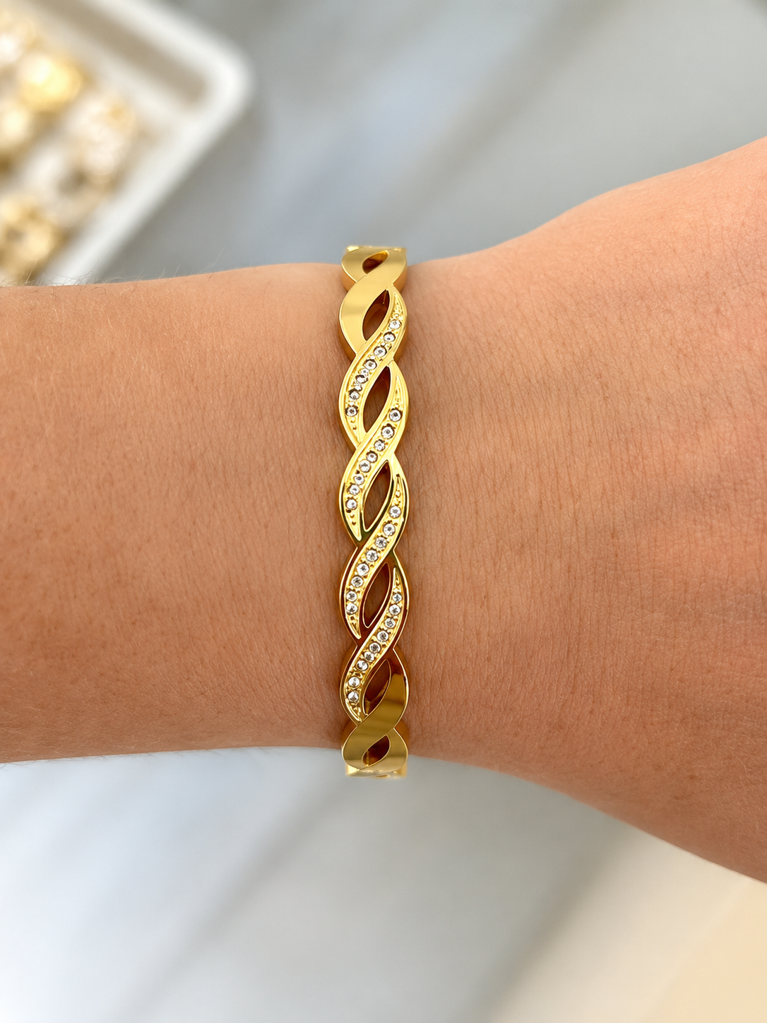 Infinity Twist Crystal Bracelet