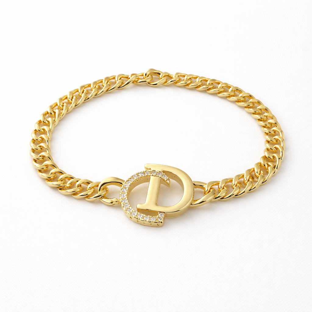 Golden Initial Luxe Chain Bracelet – 16 cm