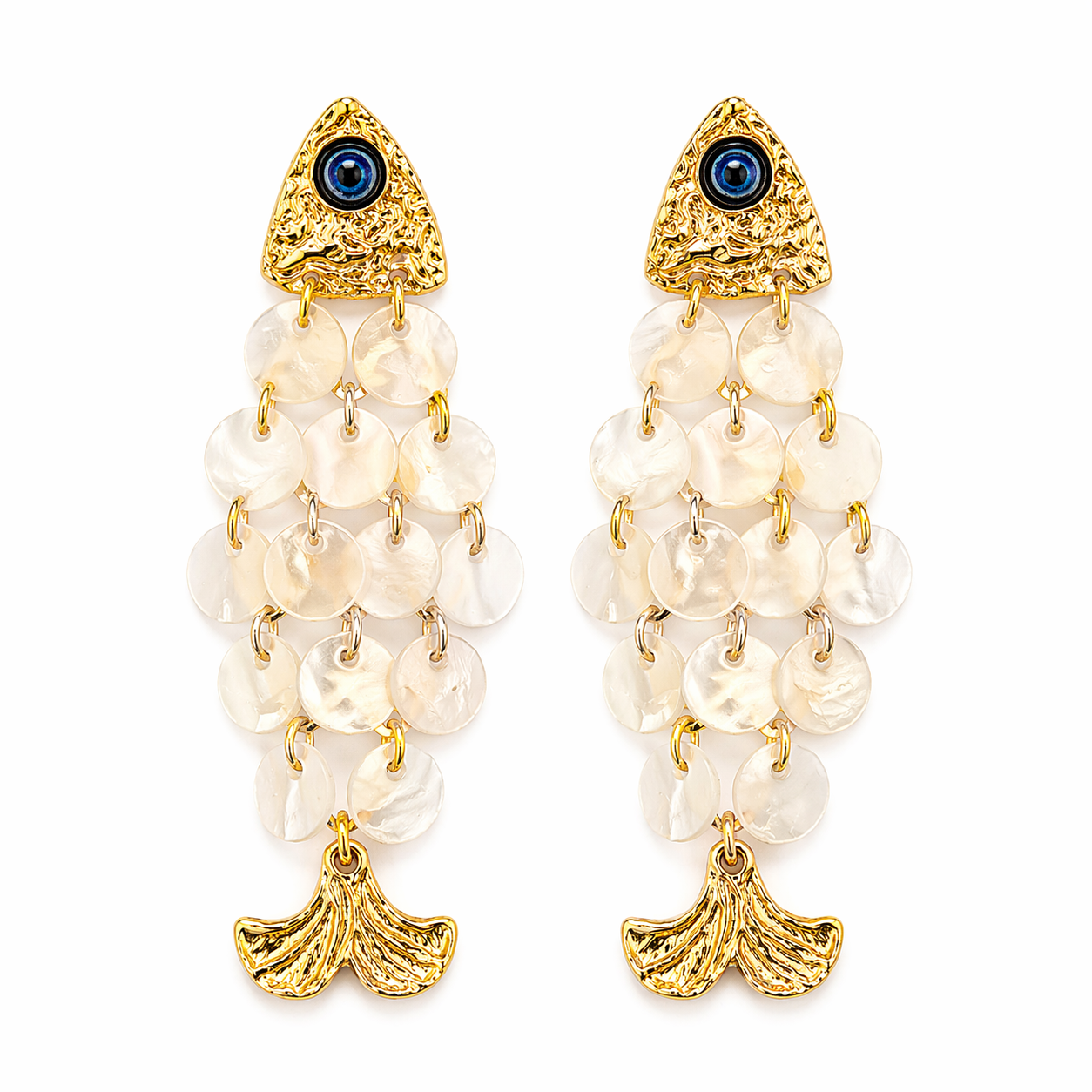 Evil Eye Pearl Cascade Earrings
