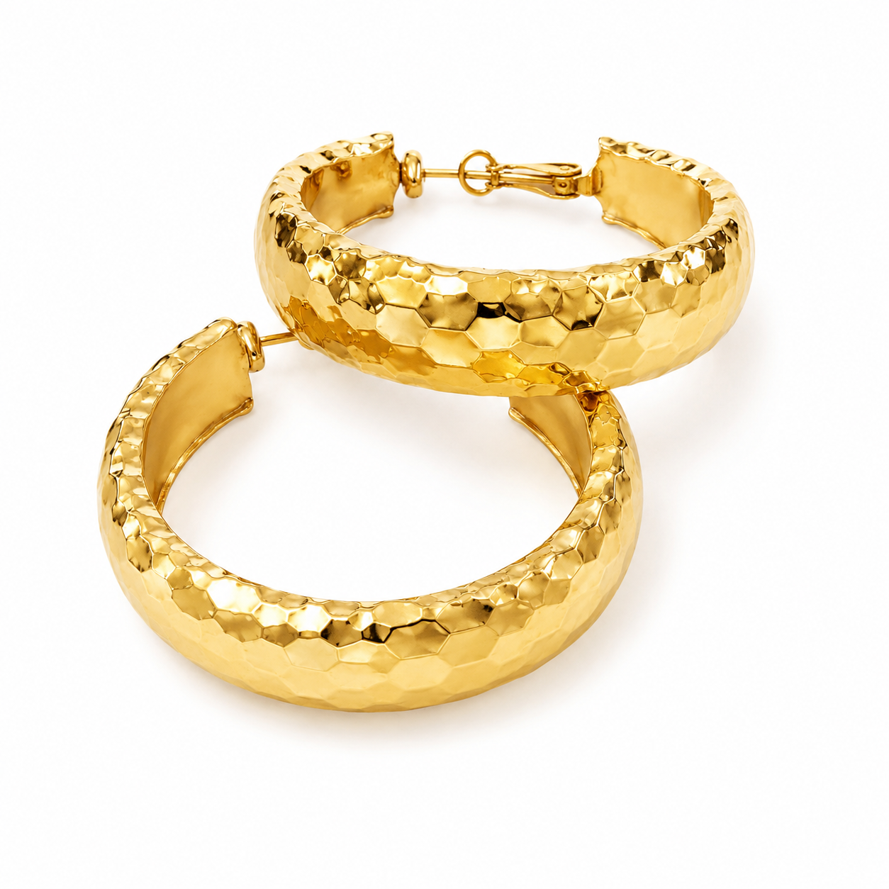 Aurora Hammered Gold Hoop Earrings