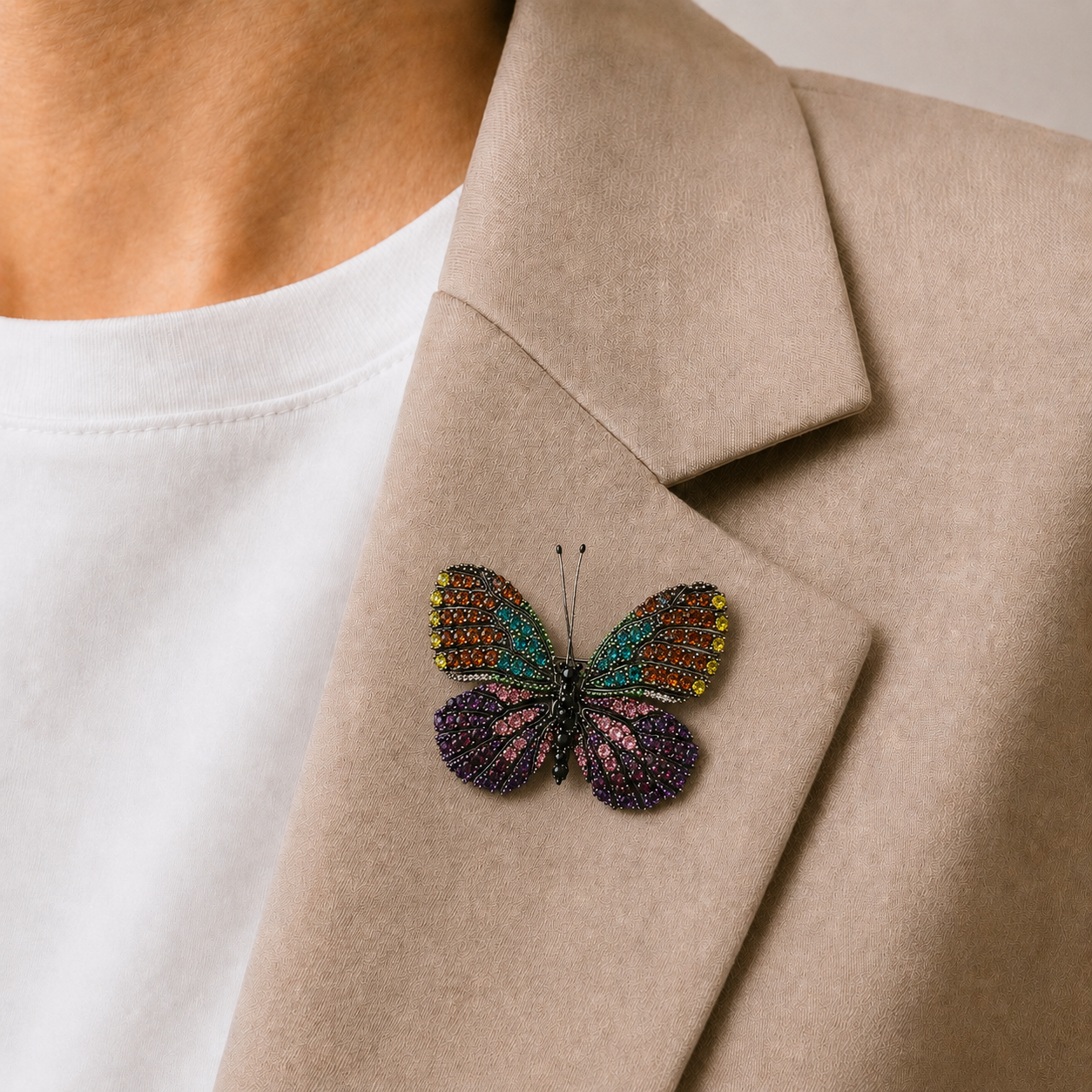 Kaleidoscope Crystal Butterfly Brooch