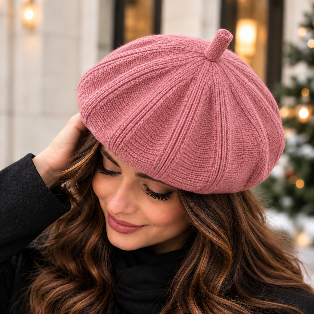 Parisian Knitted Beret – Dusty Pink