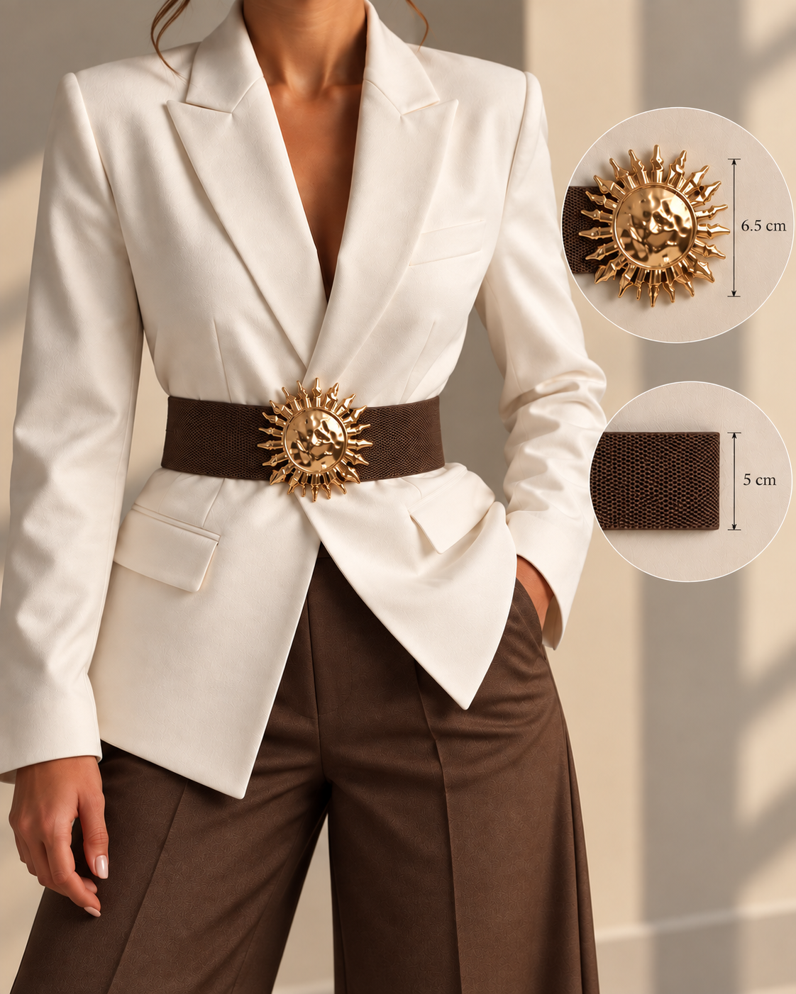 Solara Chocolate Gold Sun Elastic Belt