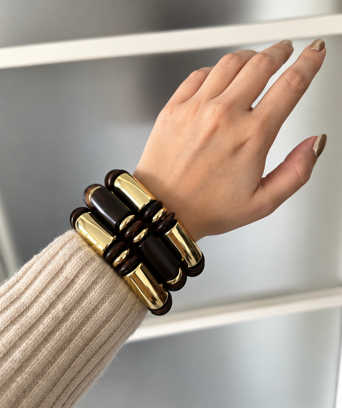 Mocha Gold Statement Bracelet