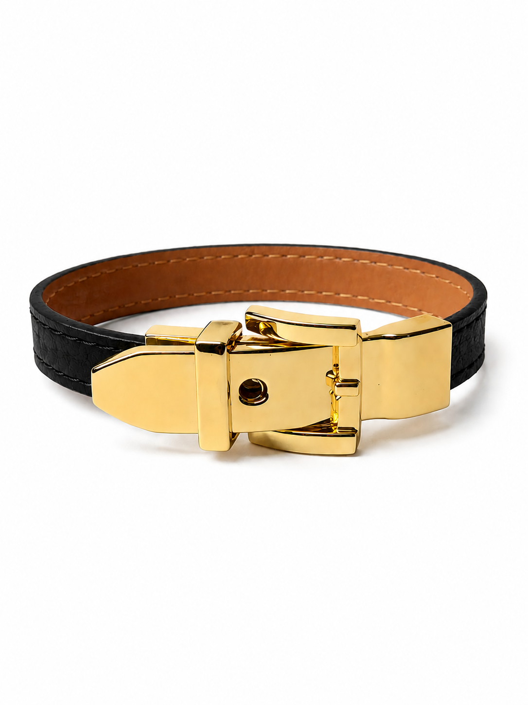 Midnight Luxe Leather Buckle Bracelet