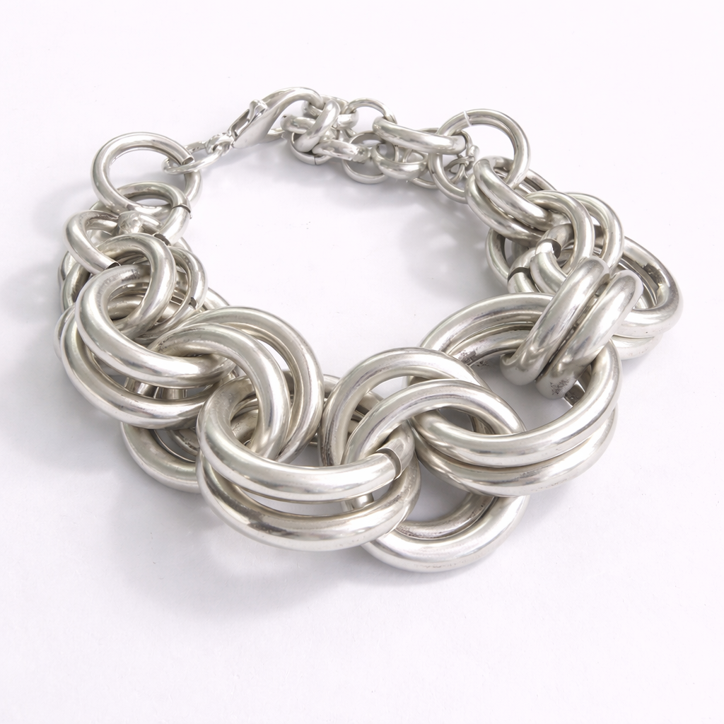 Bold Silver Chain Statement Bracelet