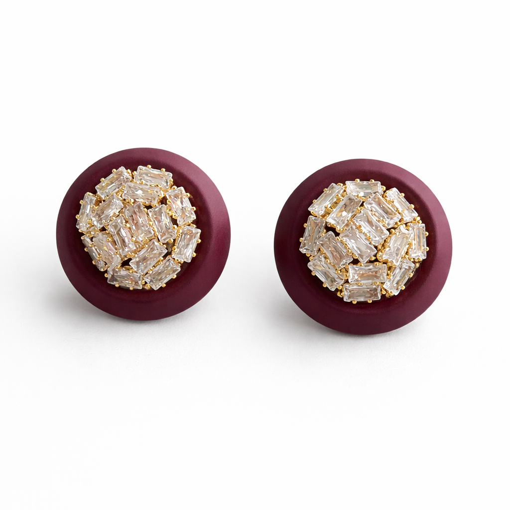 Bordeaux Crystal Bloom Stud Earrings