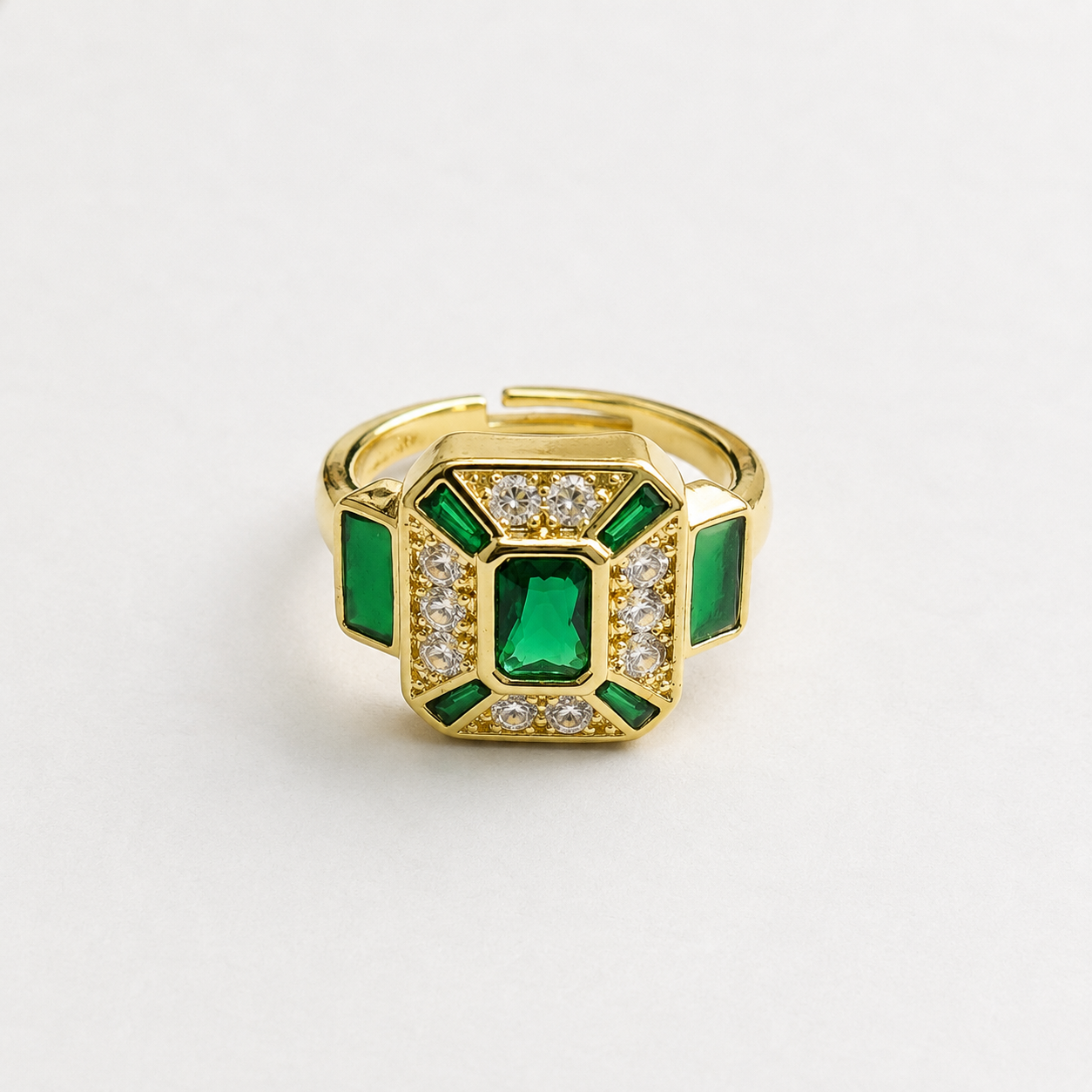 Emerald Royale Statement Ring- Adjustable