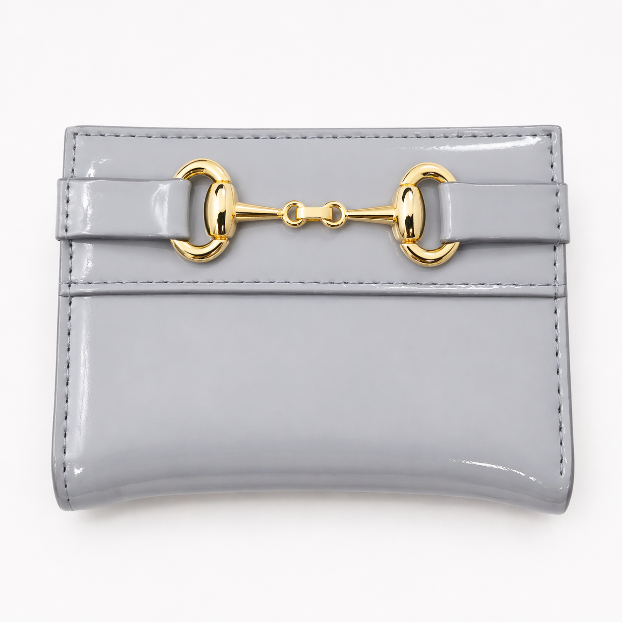 Sky Patent Luxe Wallet – Gold Horsebit Detail