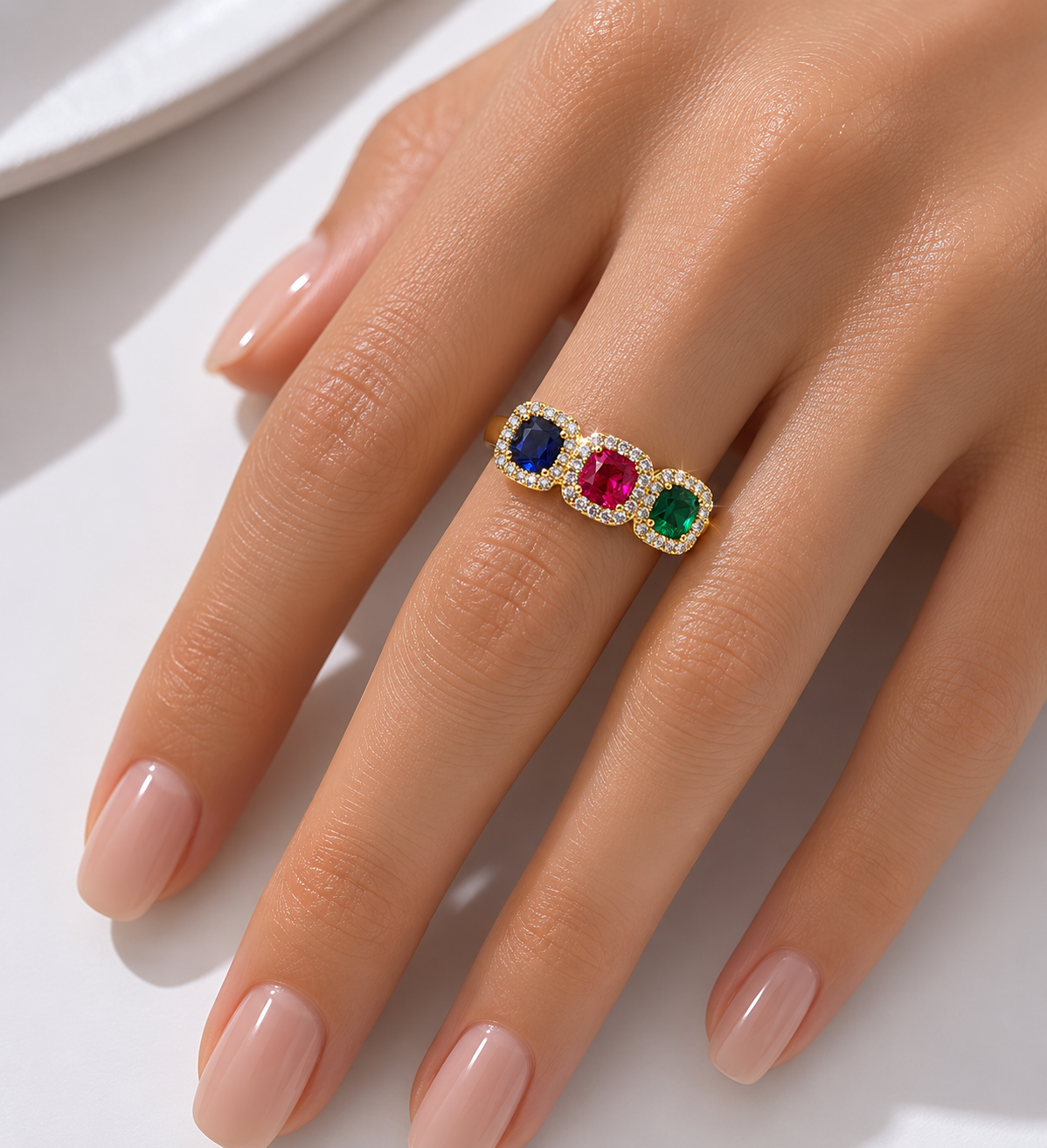 Trio Royale Adjustable Crystal Ring